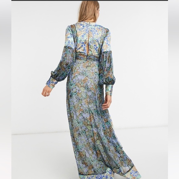 ASOS Hippie Fairycore Festival Mermaid Maxi Dress Ditsy Print Boho Floral Vamp - Picture 9 of 13